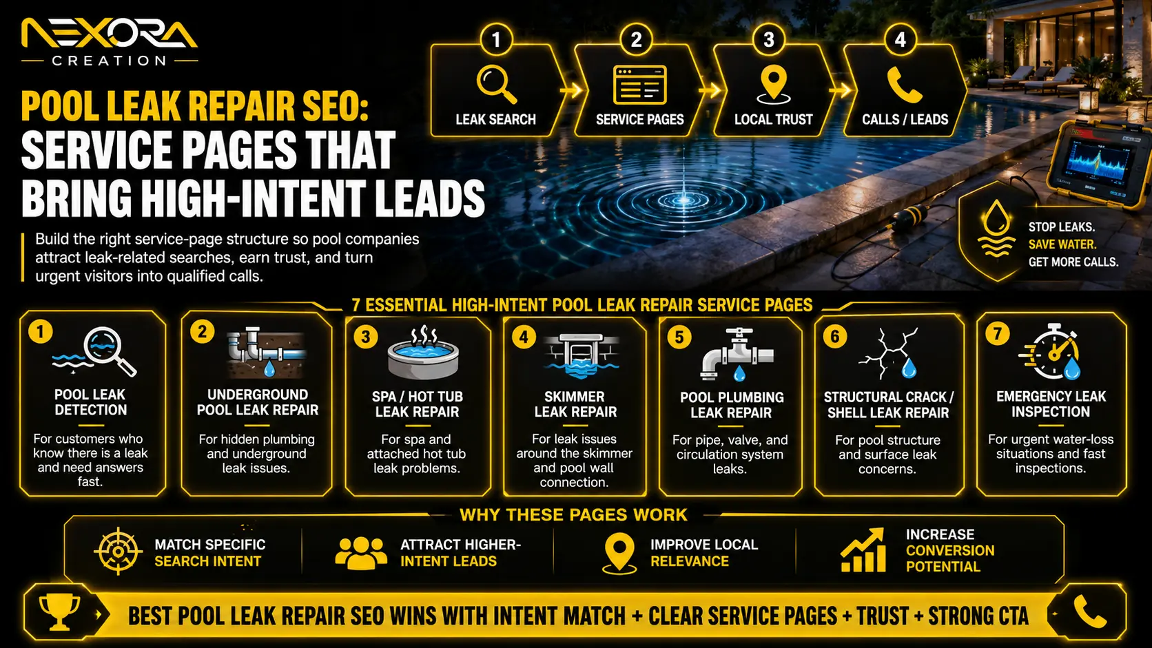 Pool Leak Repair SEO: Service Pages That Bring High-Intent Leads