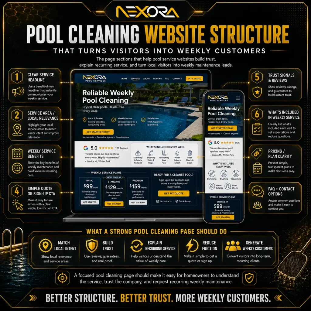 Pool Cleaning Website Structure That Turns Visitors Into Weekly Customers